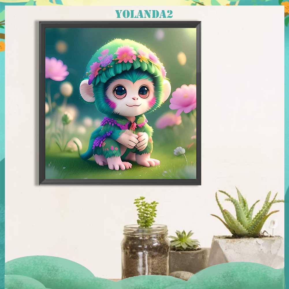 Tranh Đính Đá Kim Cương Toàn Bộ 5D DIY Hình Vẽ Khỉ Dùng Trang Trí Nhà