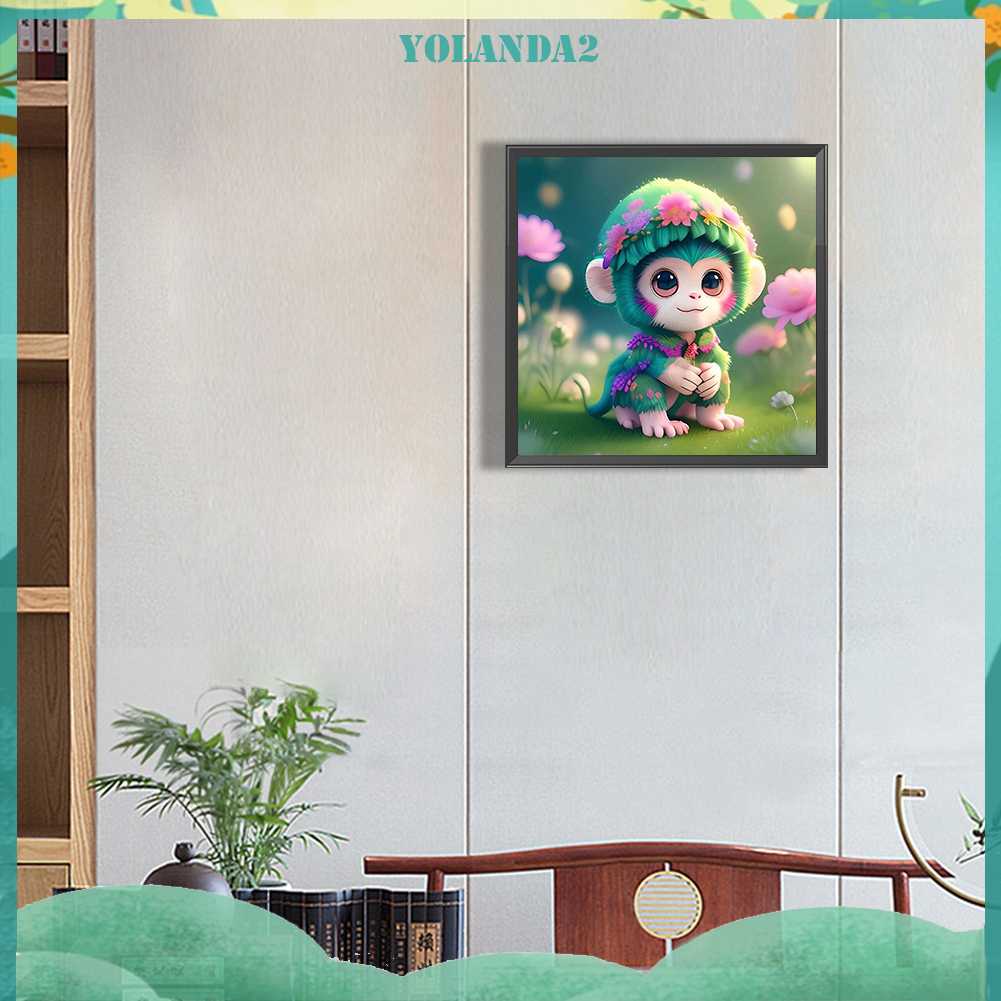 Tranh Đính Đá Kim Cương Toàn Bộ 5D DIY Hình Vẽ Khỉ Dùng Trang Trí Nhà