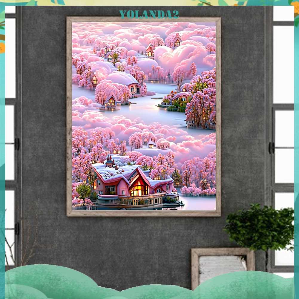 Tranh Đính Đá Kim Cương Toàn Bộ 5D DIY Hình Vẽ Biệt Thự