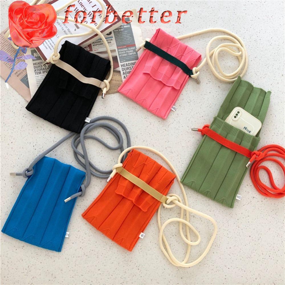 Túi Đựng Điện Thoại Đeo Vai Đan Len Xếp Ly Dáng Dài Dễ Thương Cho Bạn Gái