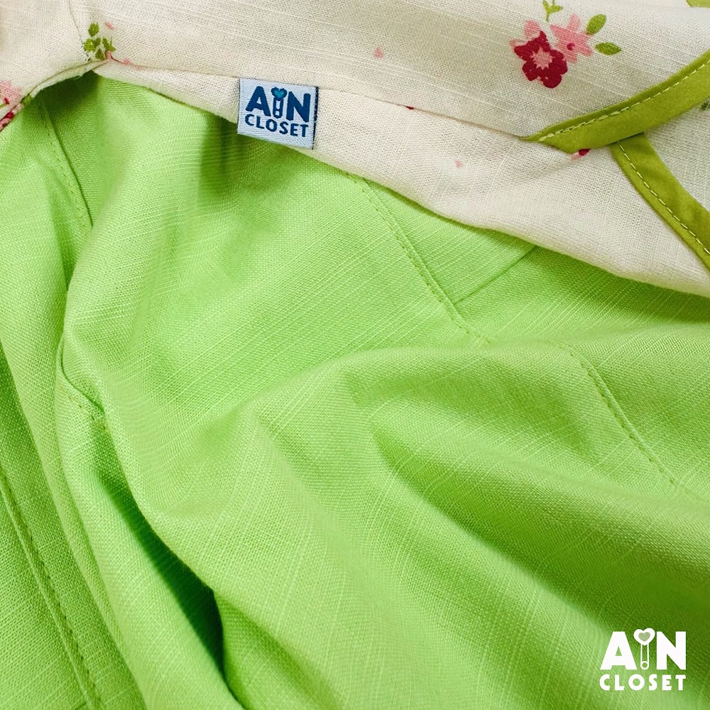 Bộ quần áo Lửng bé gái họa tiết Hoa Xanh Neon cotton - AICDBGRQZVEA - AIN Closet