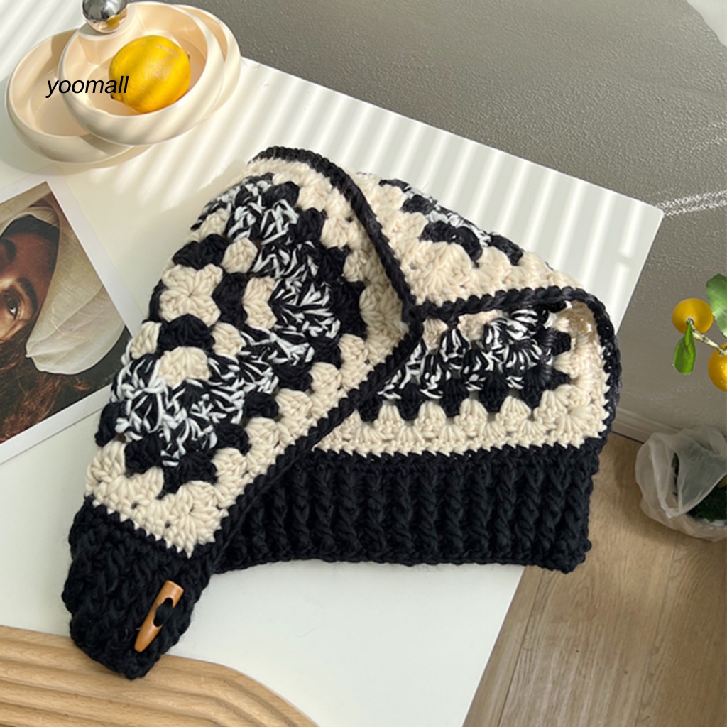 Mũ Len Đan Thủ Công Có Khóa Cài Bảo Vệ Tai 2 Trong 1 Màu Sắc Phù Hợp Cho Mùa Thu Đông