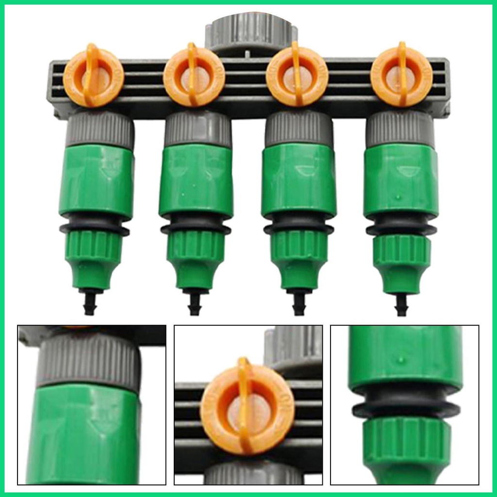 Đầu Nối Ống Nước Tưới Vườn 4 Cổng Có Van Tắt