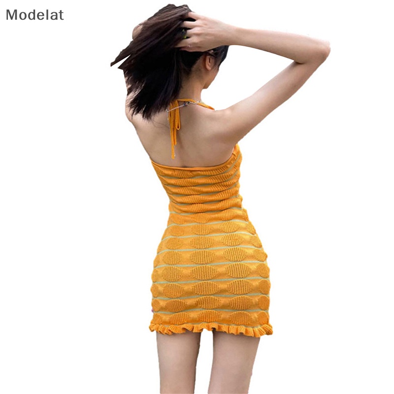 Mfc Đầm Dệt Kim Mini Không Tay Dáng Ôm Thời Trang Mùa Hè Cho Nữ