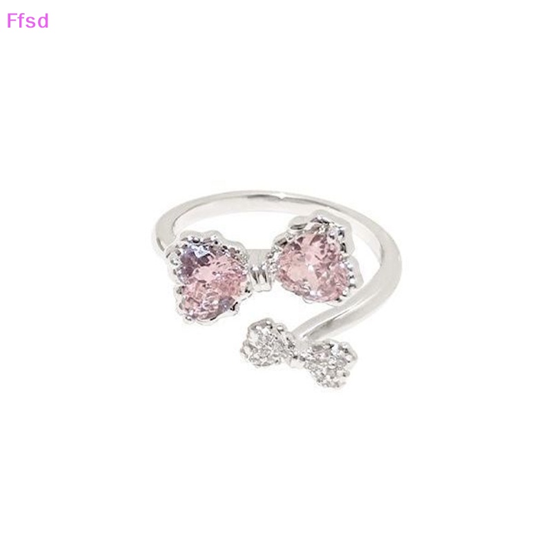 {Ffsd} Nhẫn Hở Hình Nơ Màu Hồng Tinh Tế Thời Trang Hàn Quốc Đơn Giản Cá Tính Ngọt Ngào Có Thể Điều Chỉnh Dành Cho Nữ * Bán Chạy