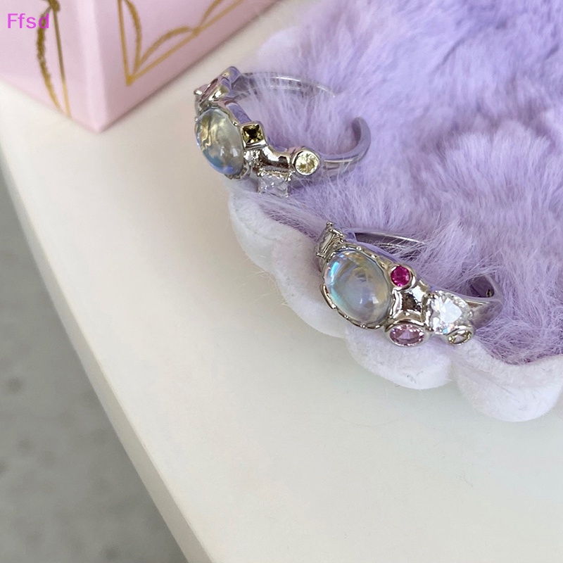 {Ffsd} Nhẫn Hở Đính Đá Zircon Hồng Kim Cương Nhân Tạo Thời Trang Có Thể Điều Chỉnh Làm Quà Tặng Sinh Nhật