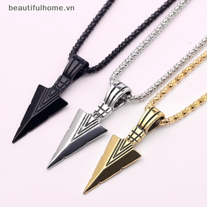 [beautifulhome] Vòng cổ Dài Màu Đen Mặt Dây Hình Mũi Tên Phong Cách Hip Hop Punk Rock [beauty]