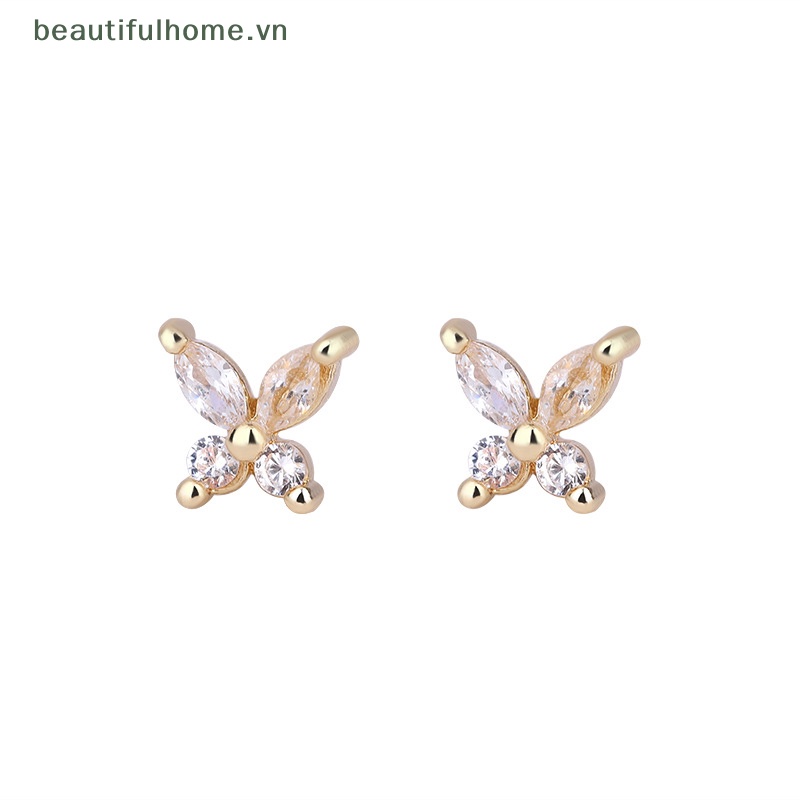Bông Tai Hình Bướm Bằng Bạc Zircon Xinh Xắn Cho Nữ