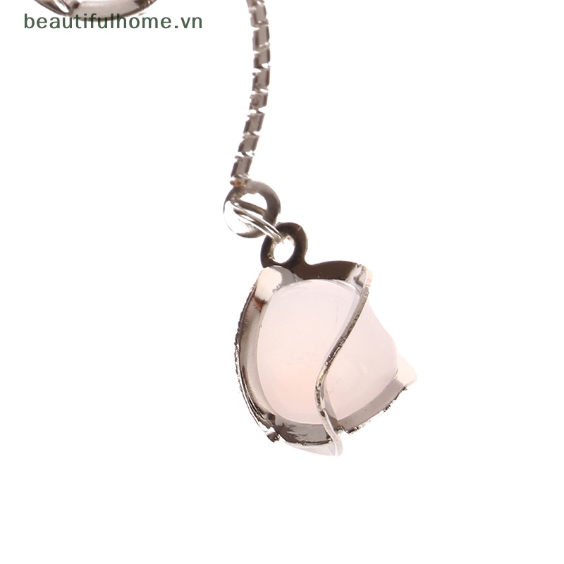 Bông Tai Dáng Dài Đính Đá Hình Tròn Bằng Sợi Tổng Hợp Dành Cho Cô Dâu