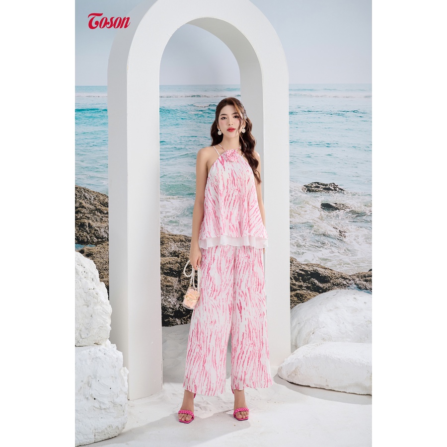 Bộ áo yếm hai dây quần suông vải chiffon nhãn loang Limitted B1242W83 Toson