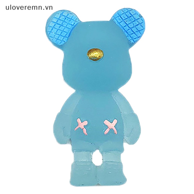 Kẹp Tóc Hình Gấu Hoạt Hình Màu Dạ Quang Bằng Nhựa Resin DIY