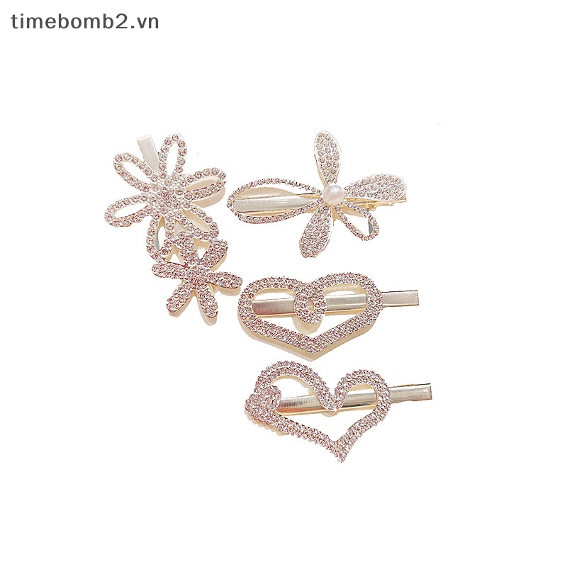 {Timebomb} Kẹp Tóc Kim Loại Hình Hoa Bướm Trái Tim Phong Cách Hàn Quốc Cho Nữ
