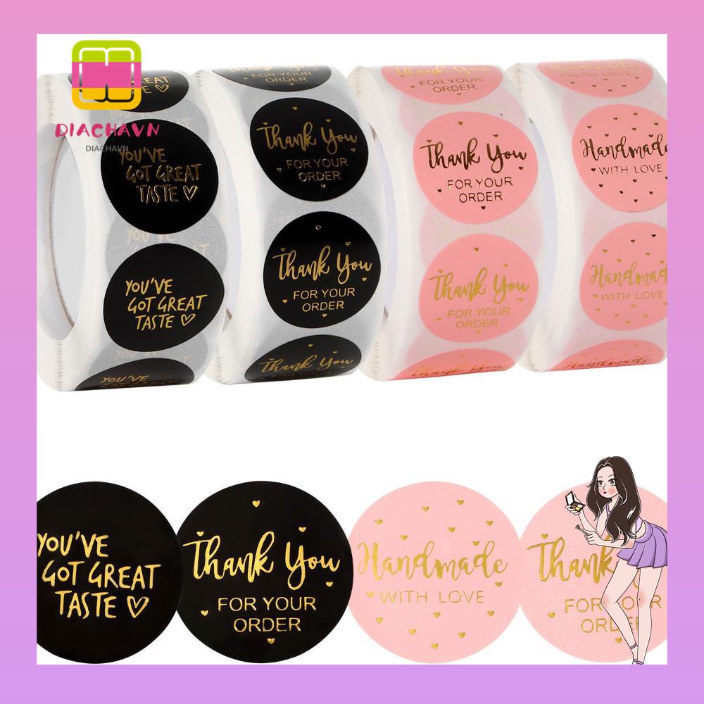 Cuộn 500 Miếng Dán Tự Dính In Chữ Thank You Độc Đáo Dễ Sử Dụng