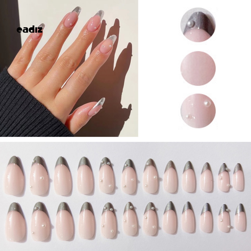 1 Bộ Móng Tay Giả Bằng Nhựa Siêu Mỏng Đính Ngọc Trai Nhân Tạo Che Phủ Toàn Diện Tháo Rời Được