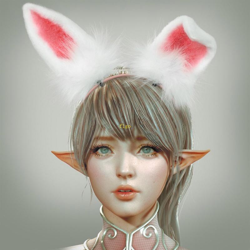 Băng Đô Cài Tóc Hình Tai Thỏ Bằng Lông Nhung Dễ Thương Xinh Xắn