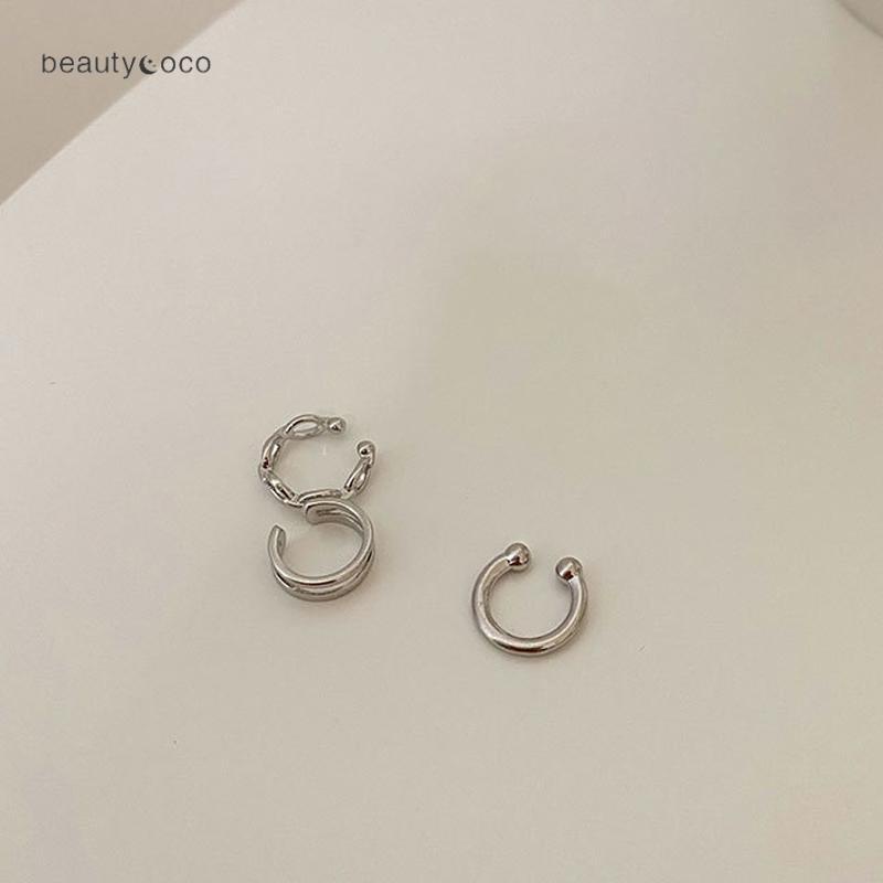 Beautycoco🍊Set 3 Khuyên Tai Tròn Đơn Giản Thời Trang,Bộ Khuyên Kẹp Vành Tai Phong Cách Pháp Cổ Điển Cao Cấp Dành Cho Nữ