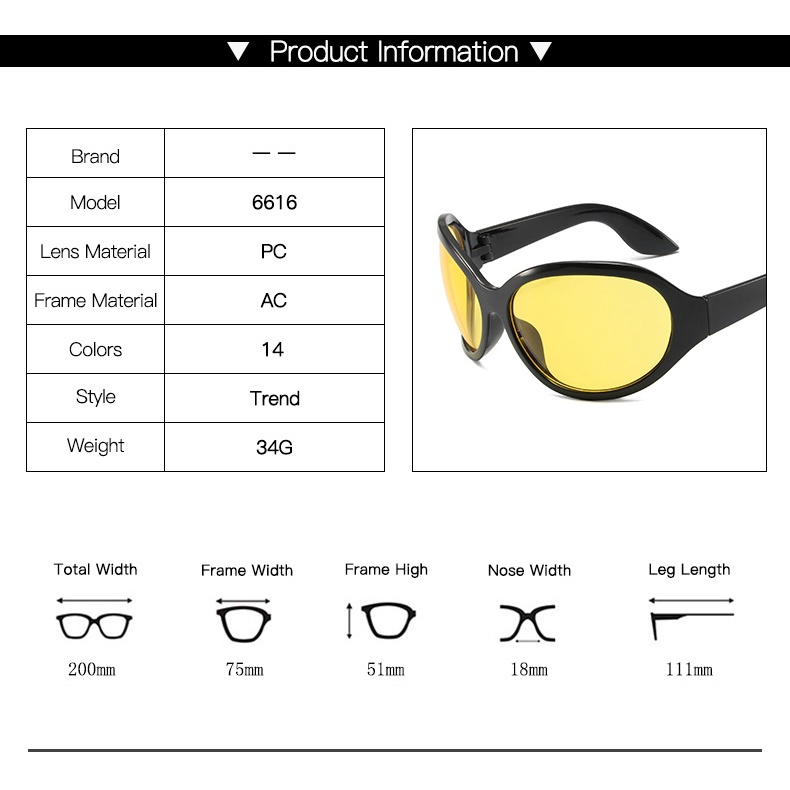 Kính Râm Nữ Oversized Y2K Thời Trang Phong Cách Punk 2000s