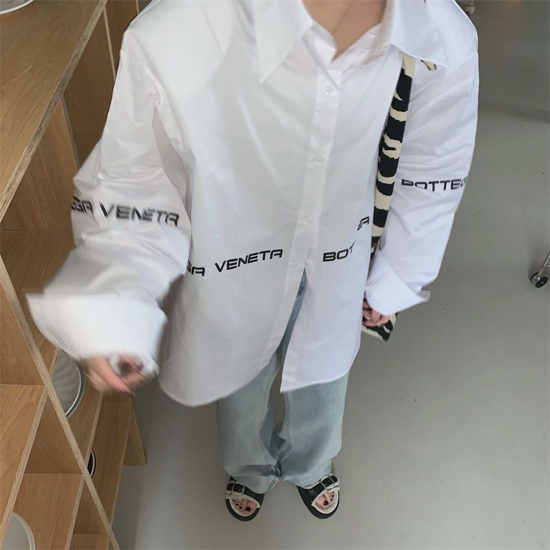 Áo Sơ Mi Trắng In Chữ Thời Trang Hàn Quốc Mới Cho Nữ