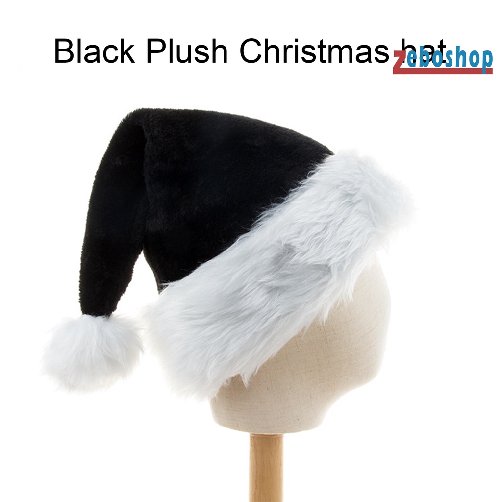 Mũ Ông Già Noel Bằng Lông Nhung Mềm Mại Màu Đen Bắt Mắt Rộng Dùng Trang Trí Nhà Cửa
