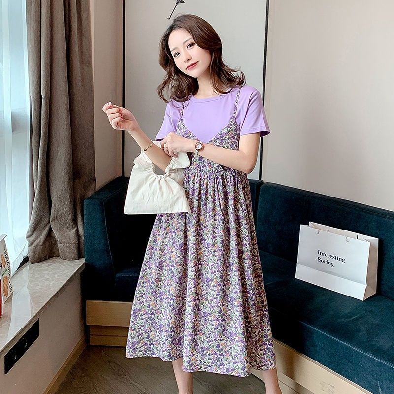 Đầm Dài Tay Dáng Rộng In Họa Tiết Thời Trang Hàn Quốc Cho Mẹ Bầu