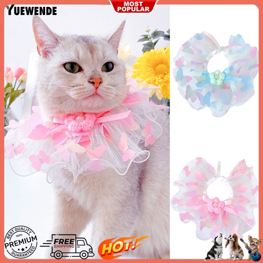 Yếm Đeo Cổ YQ.E Viền Ren Hoa Dễ Thương Thời Trang Tiện Dụng Cho Thú Cưng Ngoài Trời