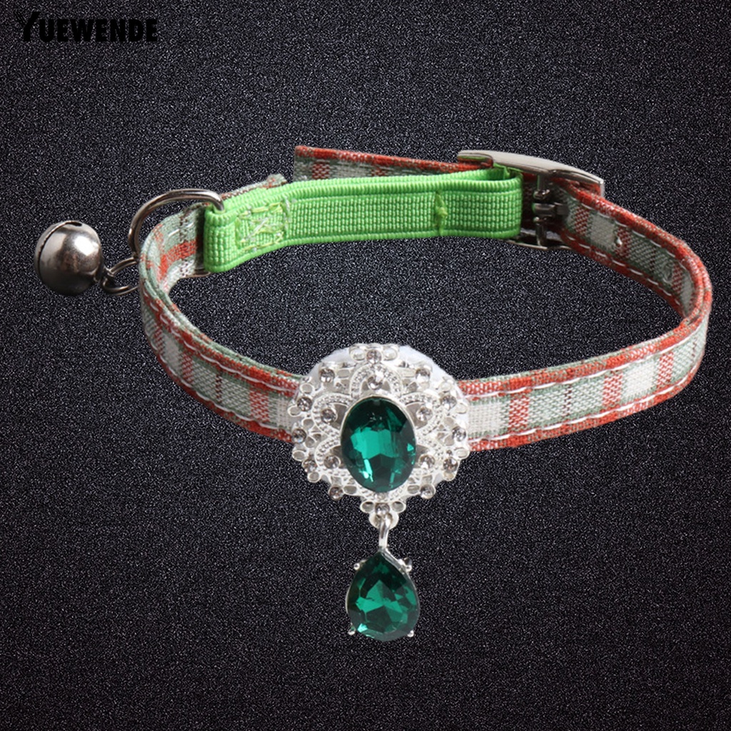 Vòng Đeo Cổ YQ.E Họa Tiết Kẻ Ô Đính Đá Có Thể Điều Chỉnh Tiện Dụng Cho Thú Cưng