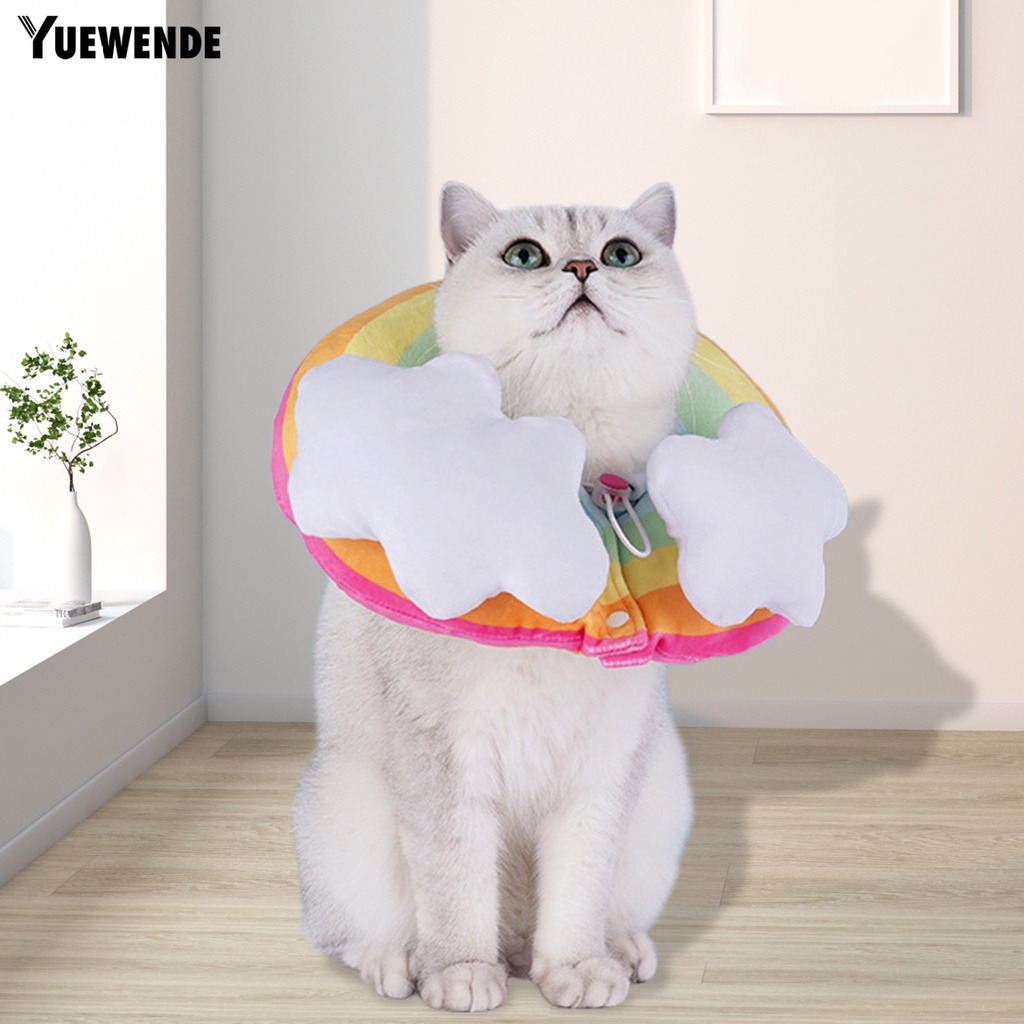 Vòng Cổ YQ.E Mềm Mại Dày Dặn Họa Tiết Cầu Vồng Chống Cắn Có Thể Điều Chỉnh Cho Cún Cưng