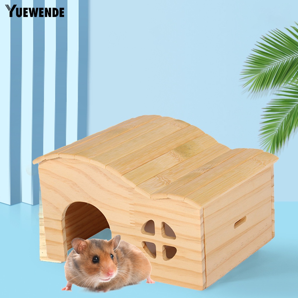 Yq.e Đồ Chơi Nhà Trốn Tìm Không Đáy Bằng Gỗ Tự Nhiên Màu Vàng Kim Cho Chuột Hamster Tập Luyện