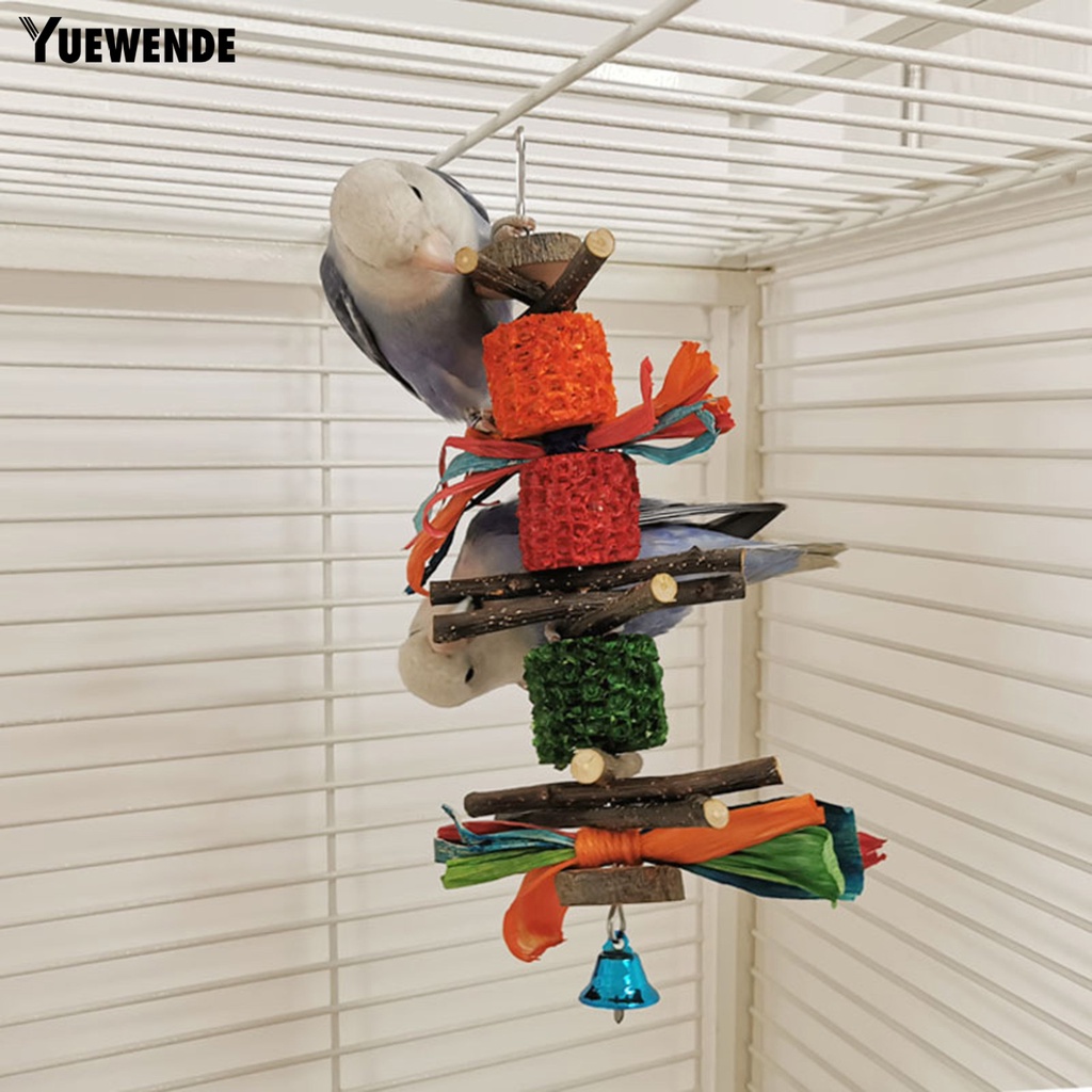 Yq.e Đồ Chơi Khối Gỗ Hình Bắp Ngô Nhiều Màu Sắc Có Chuông Dành Cho Chim Vẹt