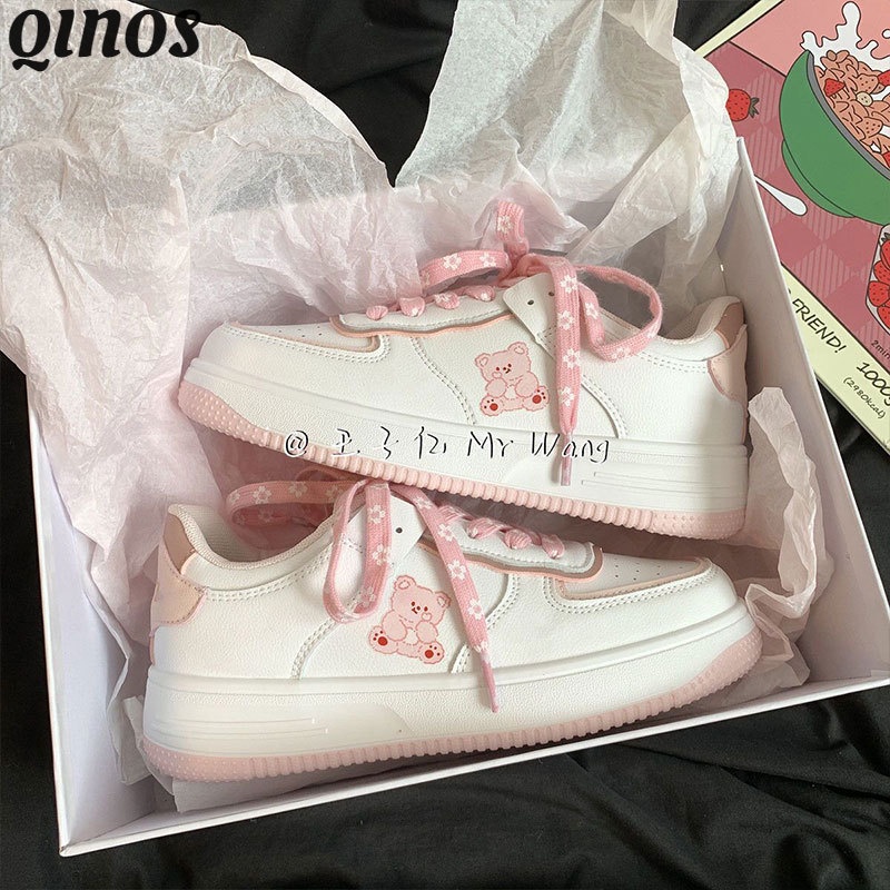 Qinos Giày Thể Thao Đế Dày Màu Trắng Và Đỏ Thời Trang Mới 2023 Dành Cho Bạn Nữ