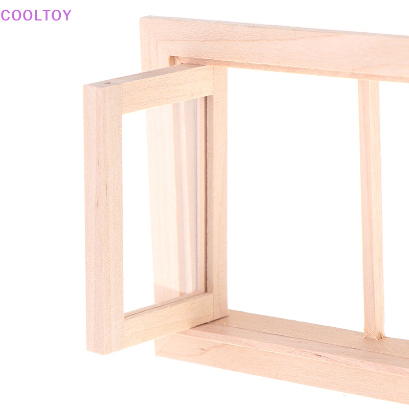 Cửa Sổ Mini 2 Pane Bằng Gỗ Tỉ Lệ 1 / 12 Trang Trí Nhà Búp Bê DIY