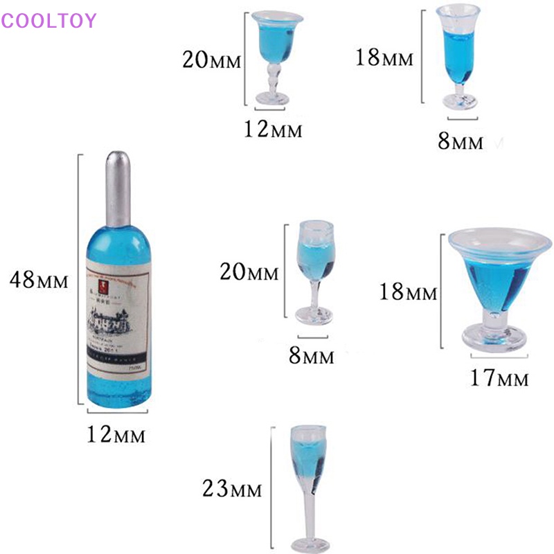 Set 6 Ly Rượu Mini Tỉ Lệ 1: 12 Dùng Để Trang Trí Nhà Búp Bê