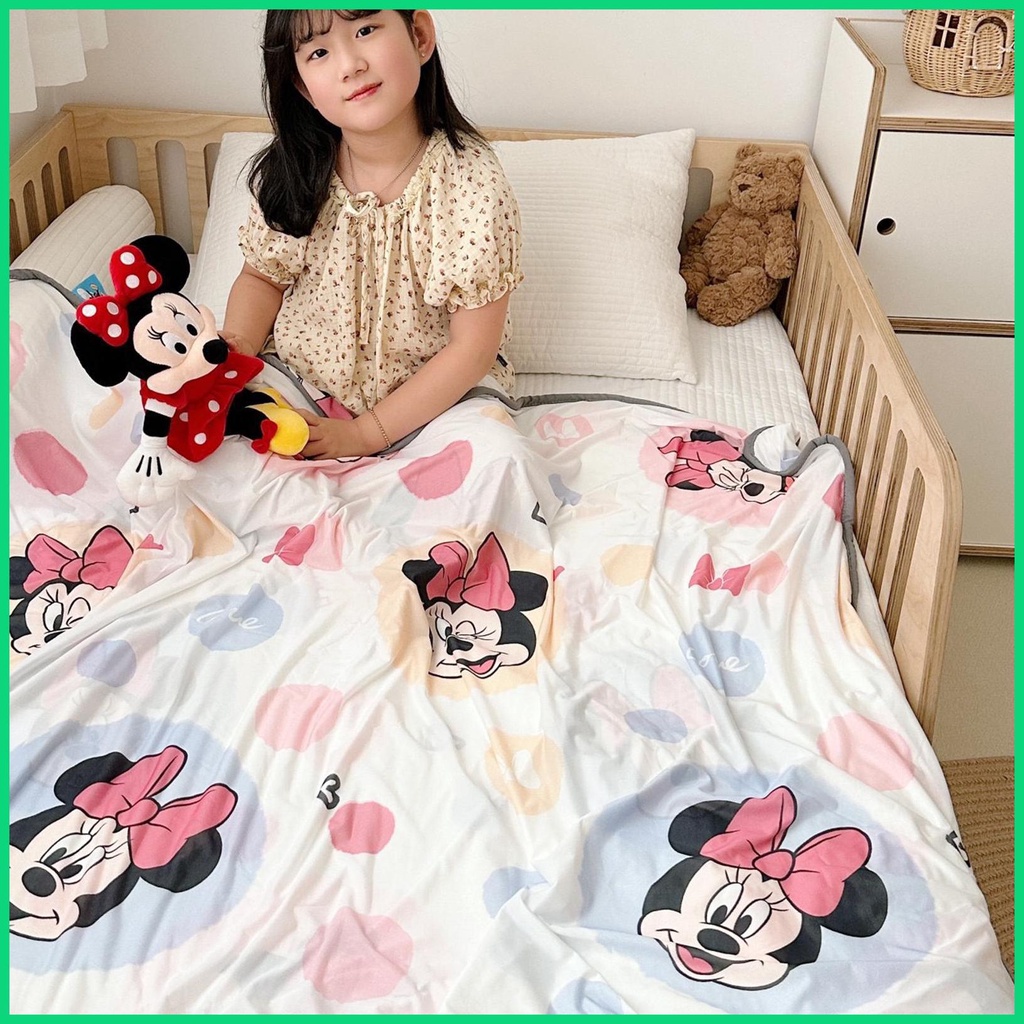 Chăn Mỏng Làm Mát Bằng Sợi Tre Thoáng Khí Họa Tiết Hoạt Hình Cho Mùa Hè