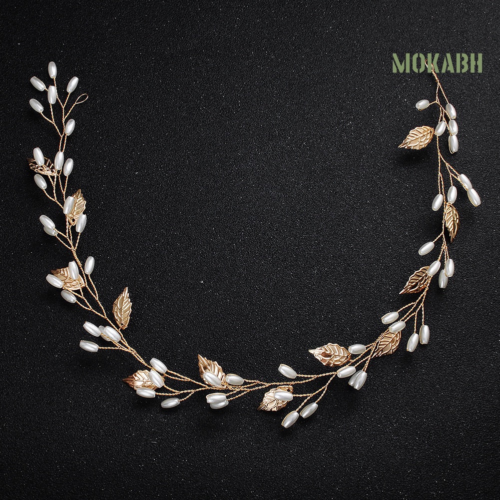 Băng Đô Cài Tóc Đính Ngọc Trai Giả Thanh Lịch Cho Cô Dâu