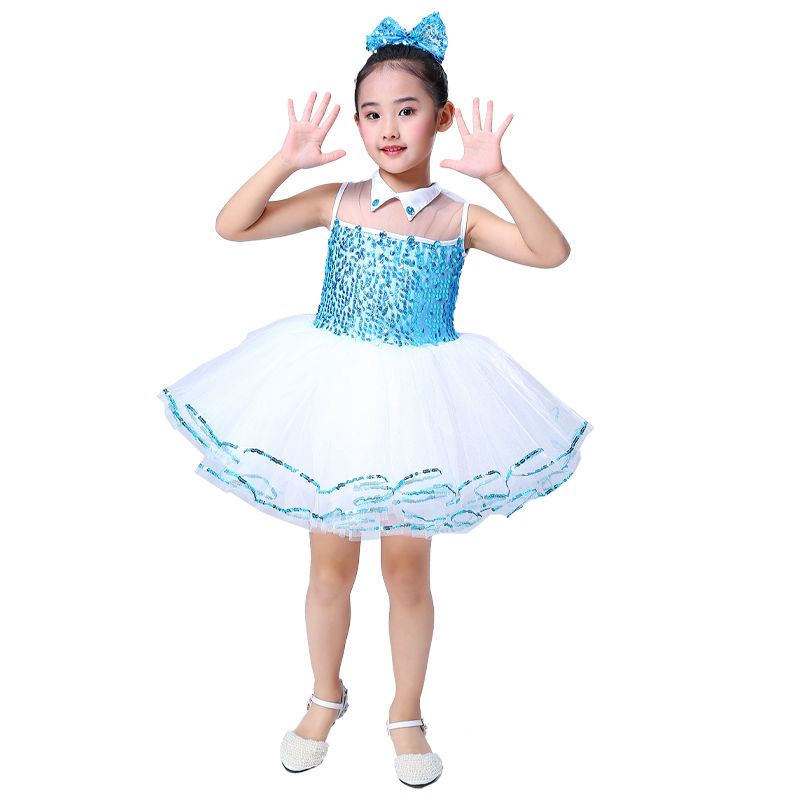 Quần áo trẻ em mẫu giáo váy khiêu vũ cô gái biểu diễn sequined khiêu vũ váy công chúa học sinh tiểu học biểu diễn mặc