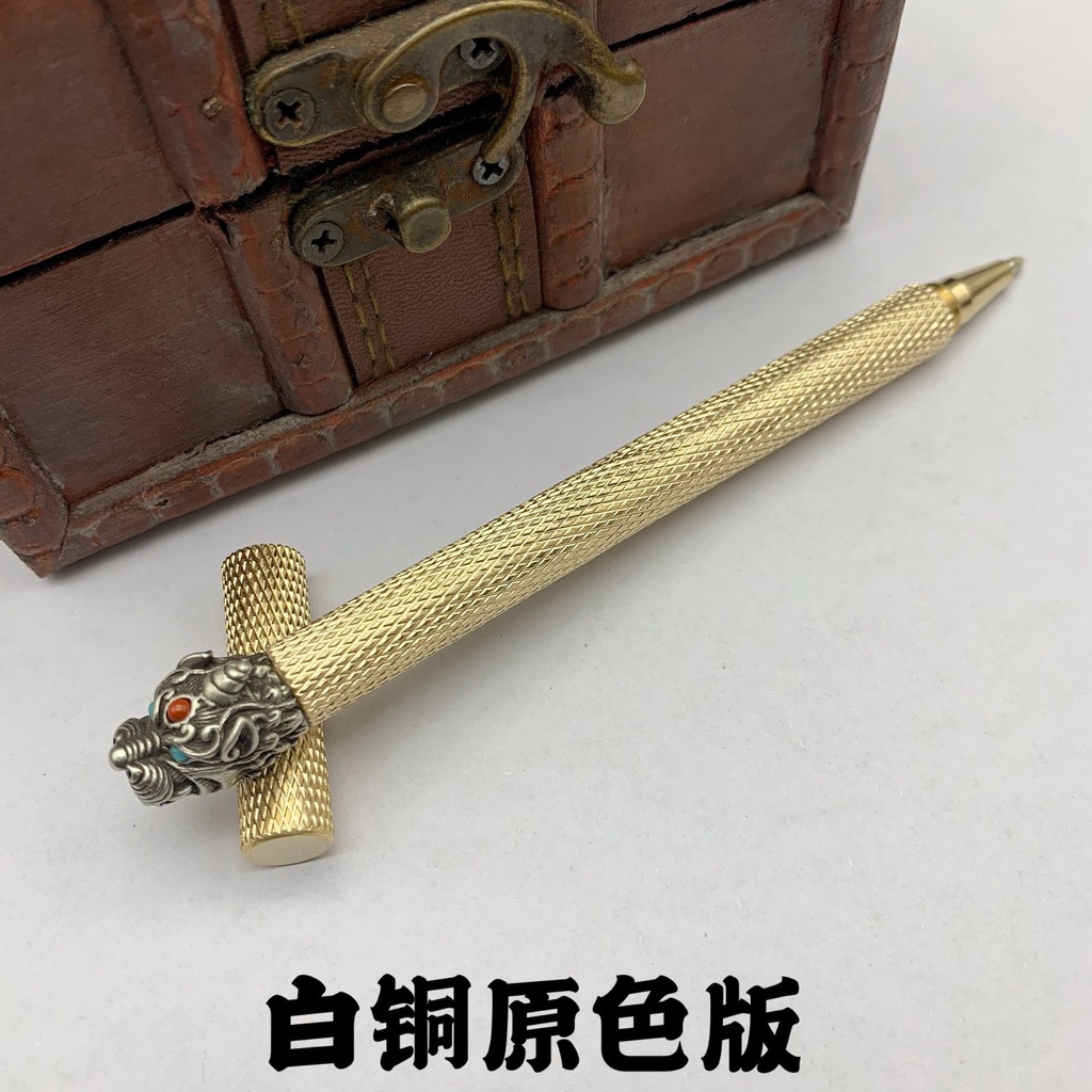 Bút Chiến Thuật Bằng Đồng Thau Dát Khảm Hình Động Vật Hoang Dã