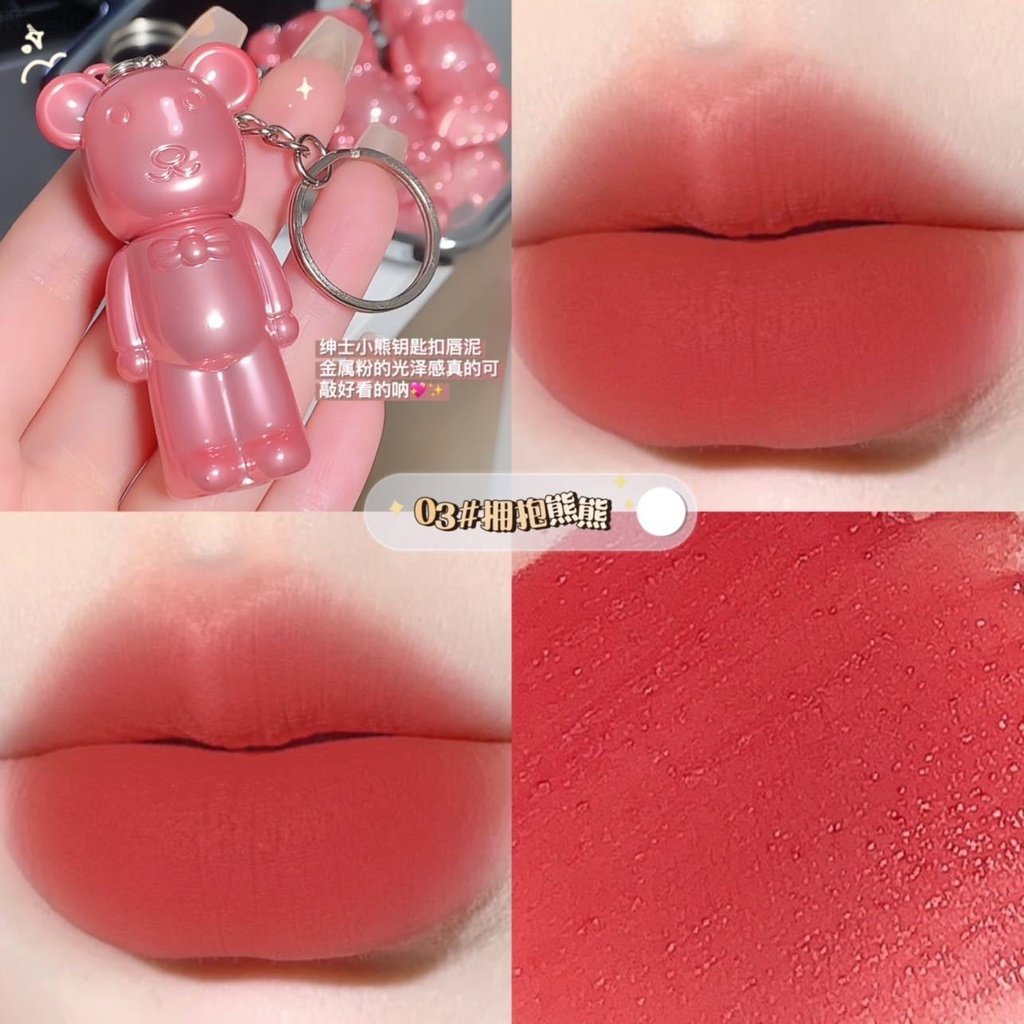 Son ZEVE Velvet Lip Kiêm Móc Khóa Hình Gấu Mềm Mịn Như Nhung