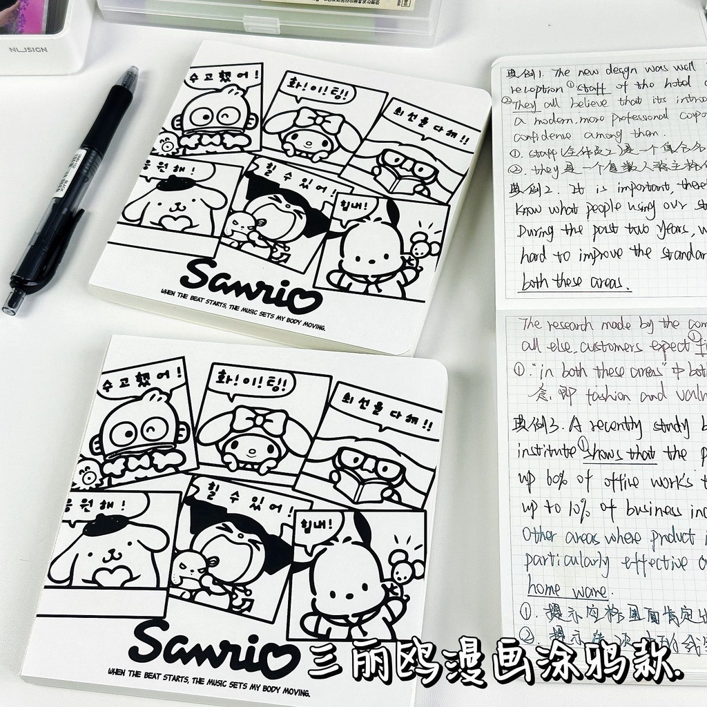 SANRIO Sổ Tay Ghi Chú 100 Trang Bìa Lưới Dày Dặn Hình Vuông