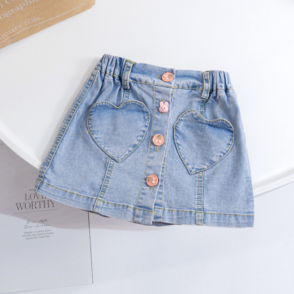 Chân Váy Denim Màu Sắc Xinh Xắn Cho Bé Gái