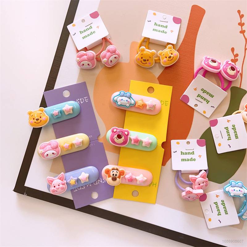 SANRIO Kẹp Tóc Hình Ngôi Sao / Gấu Pooh Winnie Nhiều Màu Sắc Dễ Thương