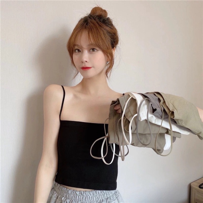 Áo Ngực Cotton Siêu Co Giãn Có Đệm Ngực - Women's Strap Tops With Chest Pads Cotton