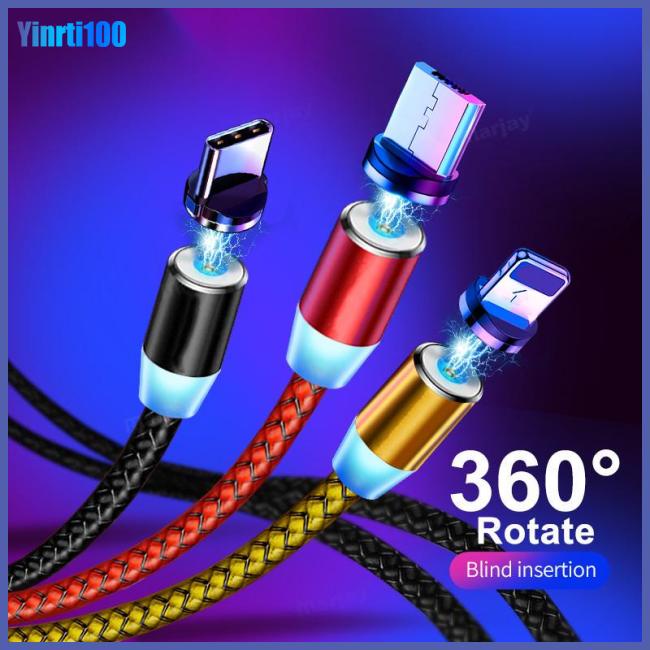 Dây Cáp Sạc Dữ Liệu Micro Usb Type C Có Đèn Led Nam Châm Cho Điện Thoại Di Động