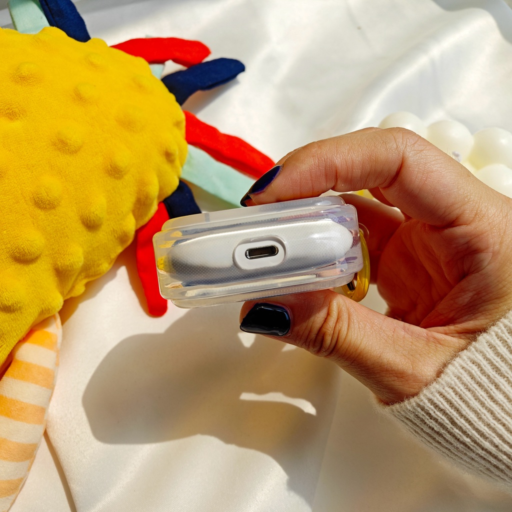 Vỏ Bảo Vệ Hộp Sạc Tai Nghe Bluetooth AirPods 1 2 gen3 pro2 2022 Bằng Silicon Hình Vuông Trong Suốt Họa Tiết Hoạt Hình Vui Nhộn Kèm Móc Treo Chống Rơi