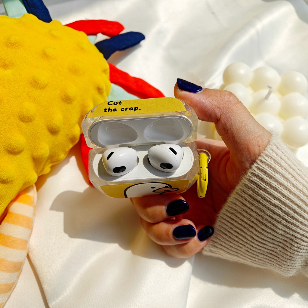 Vỏ Bảo Vệ Hộp Sạc Tai Nghe Bluetooth AirPods 1 2 gen3 pro2 2022 Bằng Silicon Hình Vuông Trong Suốt Họa Tiết Hoạt Hình Vui Nhộn Kèm Móc Treo Chống Rơi