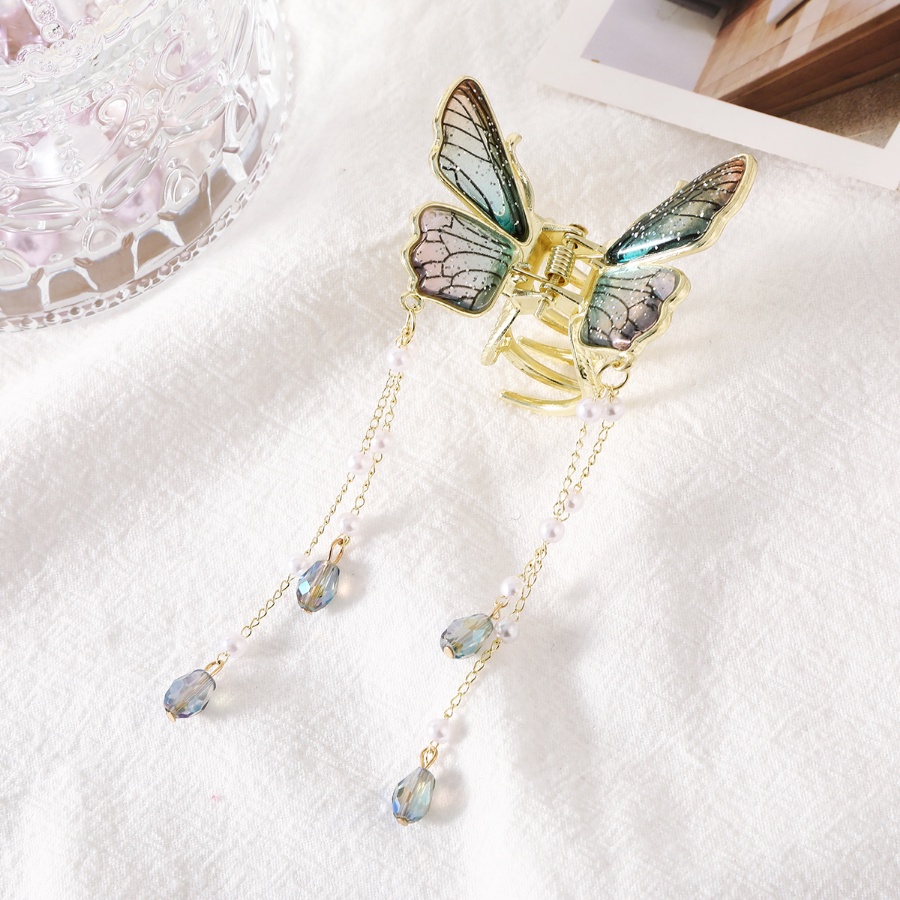 Kẹp Tóc Hình Bướm Bằng Hợp Kim Có Đính Đá &amp; Ngọc Trai