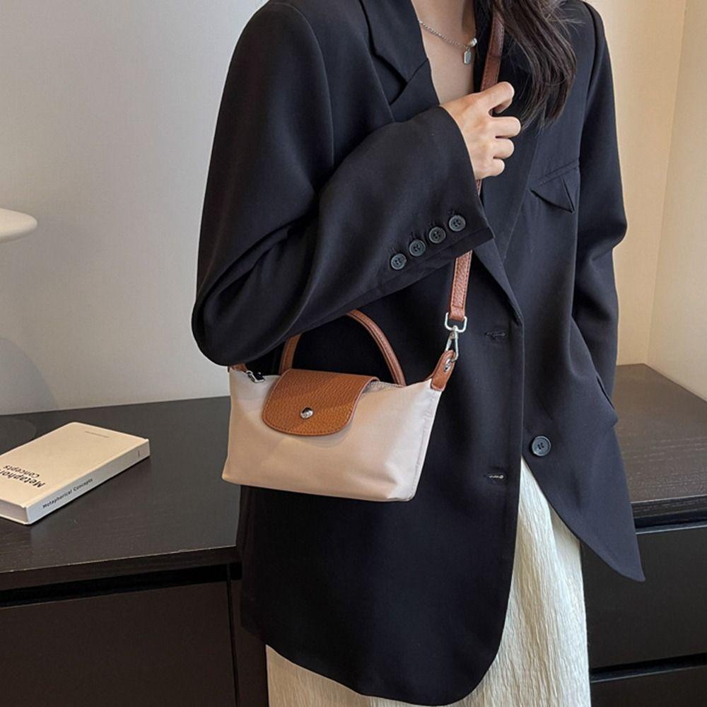 Túi Đeo Chéo Hình Vuông Bằng Nylon Oxford Có Khóa Kéo Nhỏ Gọn Thời Trang Kiểu Pháp Cho Học Sinh