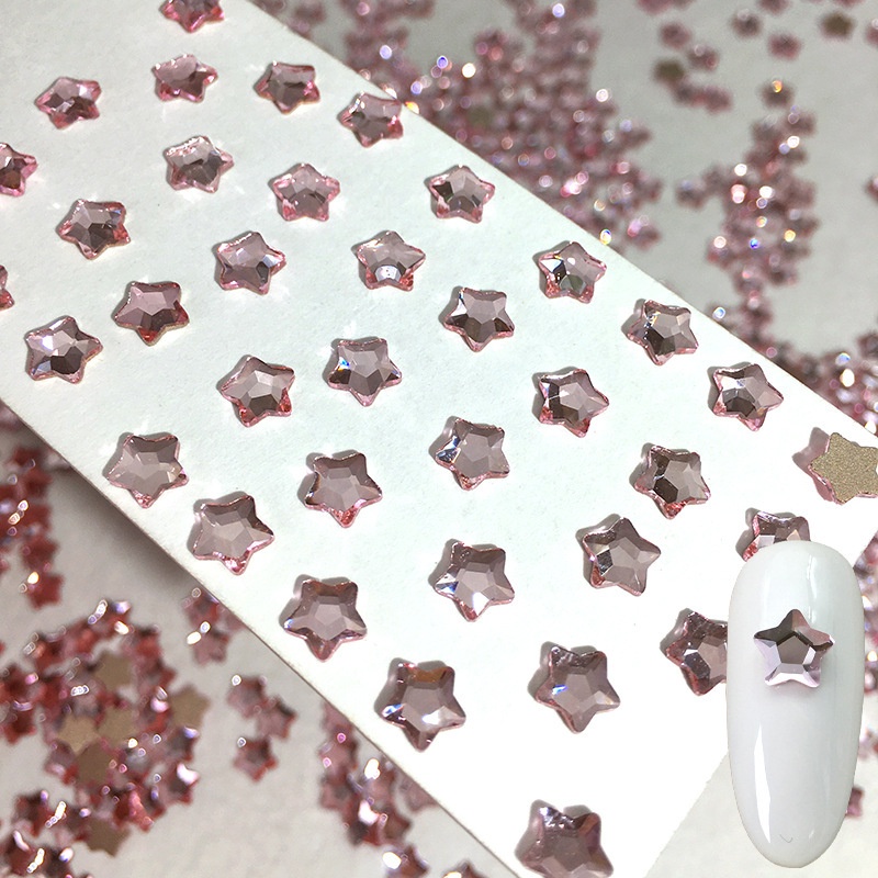 Miếng Dán Pha Lê Nhân Tạo Hình Ngôi Sao / Trái Tim Nhiều Màu Dùng Trang Trí Móng Tay DIY