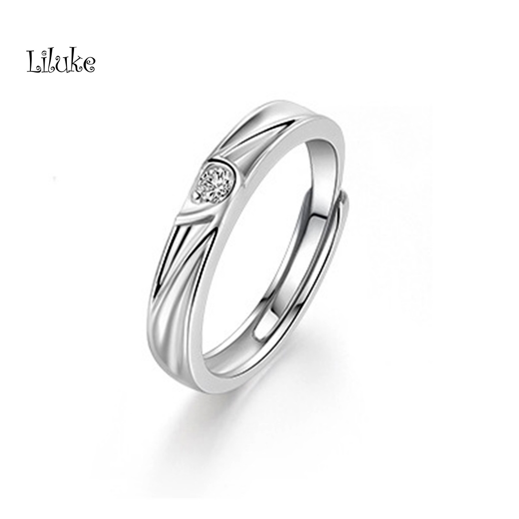 Nhẫn Đôi Mạ Bạc Trang Trí Hình Trái Tim Đính Đá Thời Trang Cho Nữ