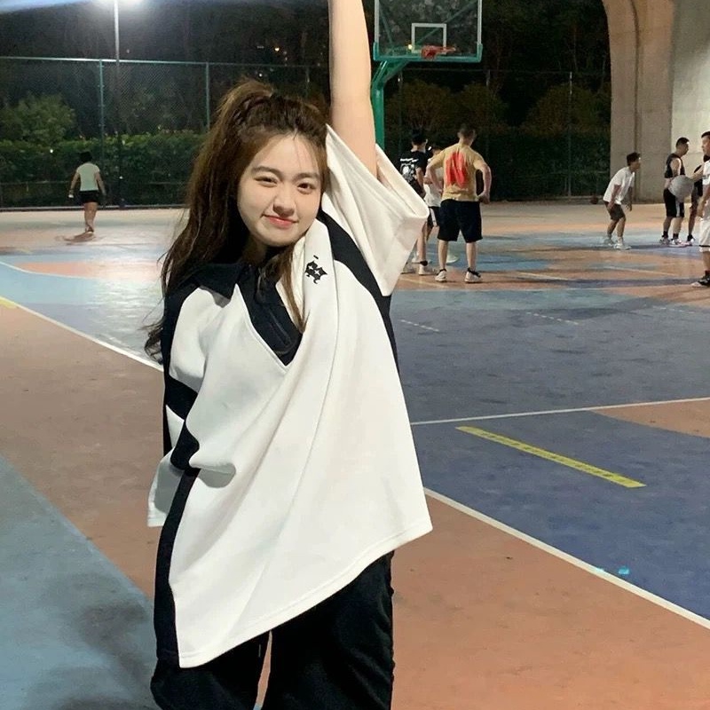 Áo Thun polo Tay Ngắn Có Khóa Kéo Phối Màu Tương Phản Phong Cách Thời Trang Mới 2023