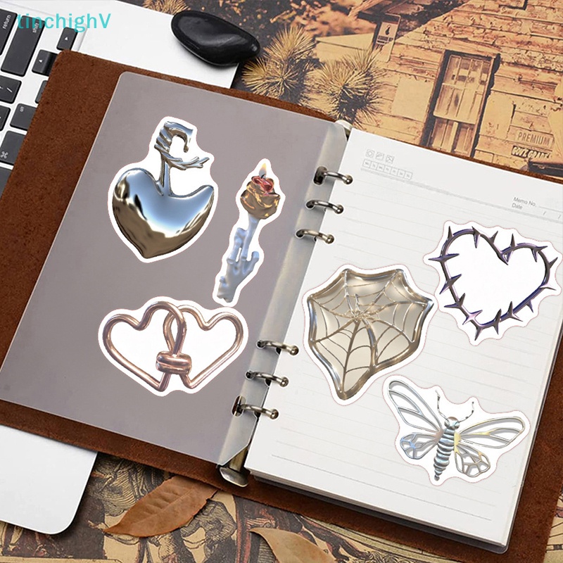 [TinchighV] Set 50 Nhãn Dán Trang Trí Hình Đầu Lâu Kinh Dị Màu Bạc Cho Xe Hơi / Guitar / Laptop / Điện Thoại / Tủ Lạnh